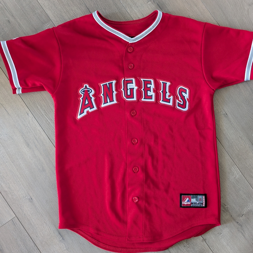 Youth Angels Red Baseball Jersey Hamilton 32 Size Large